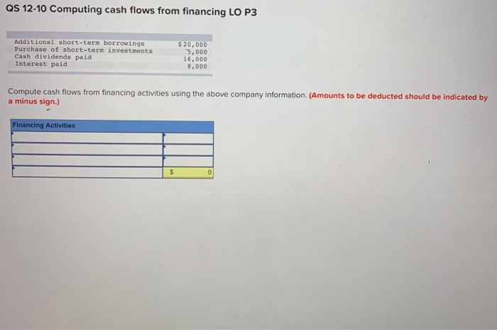  Qs 12-10 Computing cash flows from financing LO P3 Additional short-term