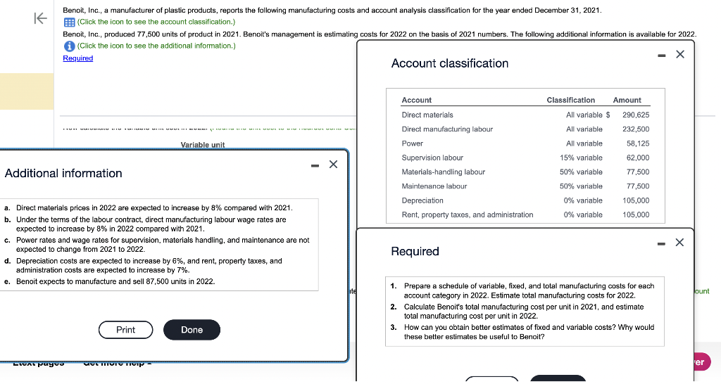 Please do it by hand and explain the steps Benoit, Inc.,