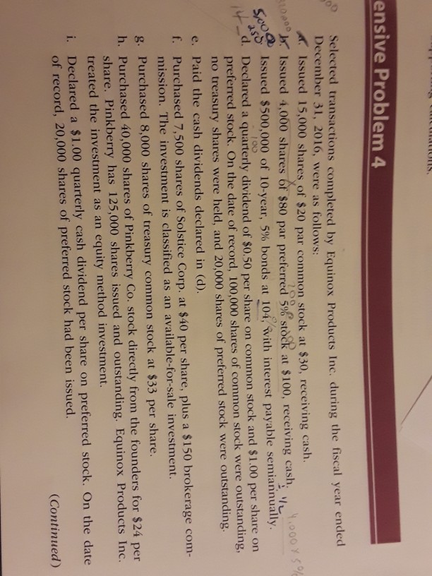 What are the journal entries for chapter 15 comprehensive problem 4 on