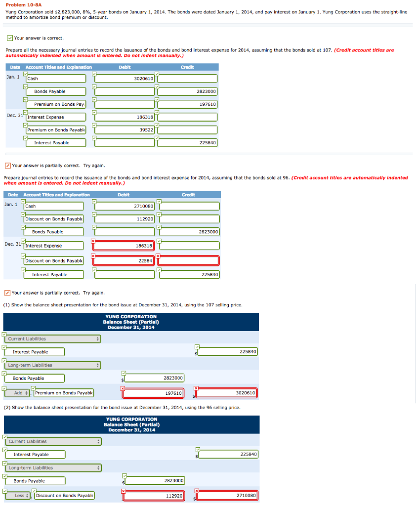  ** red shows previous numbers I entered in before that was