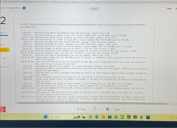 Algorithmic 76*F Cloudy ezto.mheducation.com/ext/map/index.html?_con=con&external_browser=0&launchUrl=https%253A%252F%252Fwestgatech.blackboard.com%252Fwebapps%252Fportal%252Fframeset.jsp%253F 2 Part 2 of 2 50 points Skipped