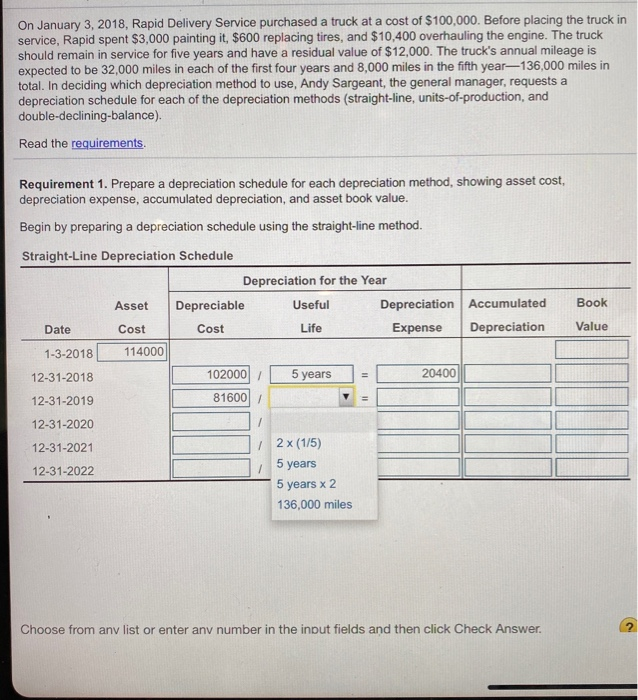 P9-31A (book/static) Question Help On January 3, 2018, Rapid Delivery Service purchased