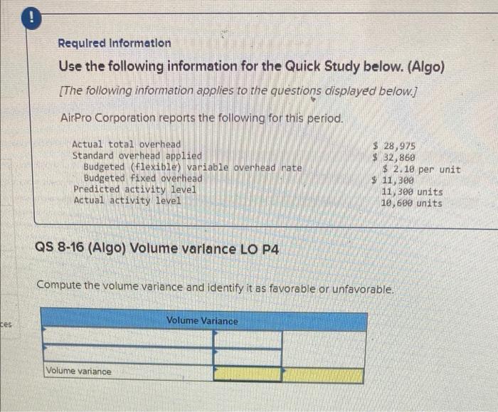 reports the following for this period. Actual total overhead Standard overhead applied