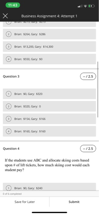 Estimated Cost Cost driver $550 Pounds of food eaten 240 # of