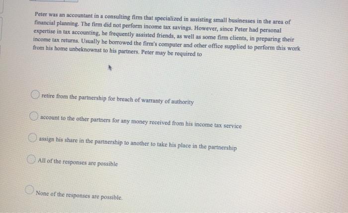  Business law question please post step by step Peter was an