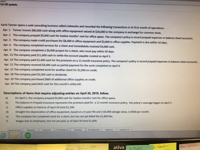  50.00 points Karla Tanner opens a web consulting business called unkworks