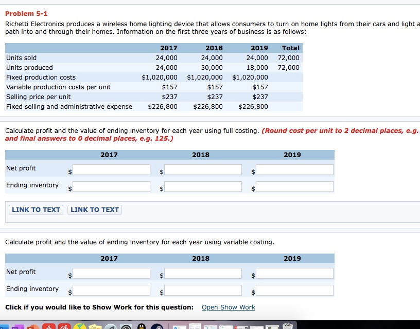  Problem 5-1 Richetti Electronics produces a wireless home lighting device that