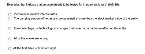  Examples that indicate that an asset needs to be tested for