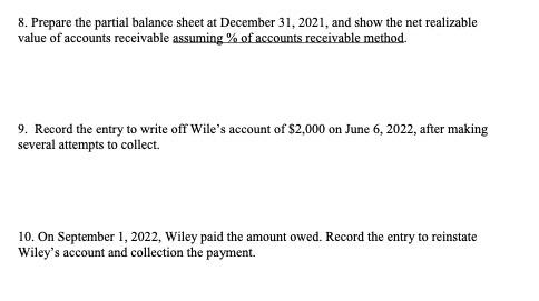 year ended December 31, 2021, the following data is available: (Show all