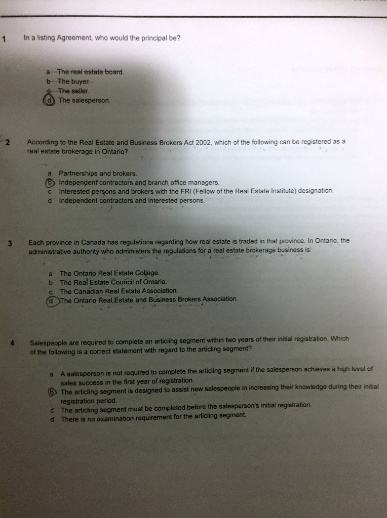 Please help with Rea Estate Multiple choice questions In a listing Agreement