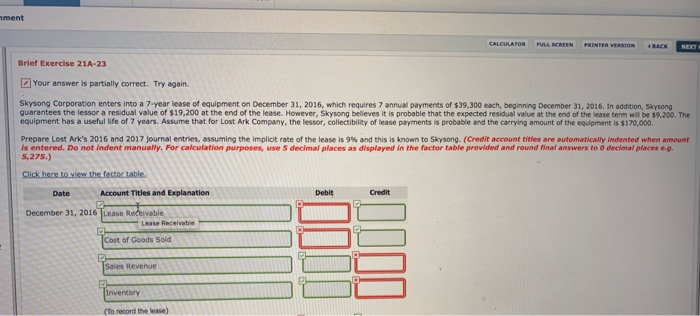  ment Brief Exercise 21A-23 Your answer is partially correct. Try again.
