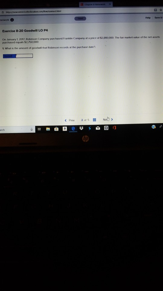  Help Save & nework Exercise 8-20 Goodwill LO P4 On January