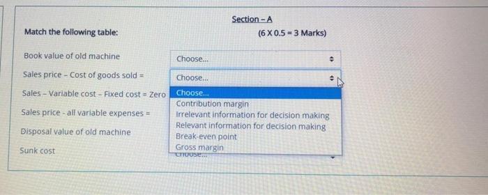 of goods sold = Choose... Contribution margin Sales - Variable cost -