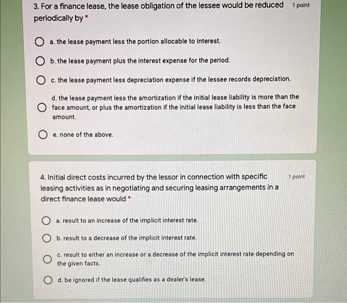 manufacturer's lease or dealer's lease by 1 point the lessor, interest revenue