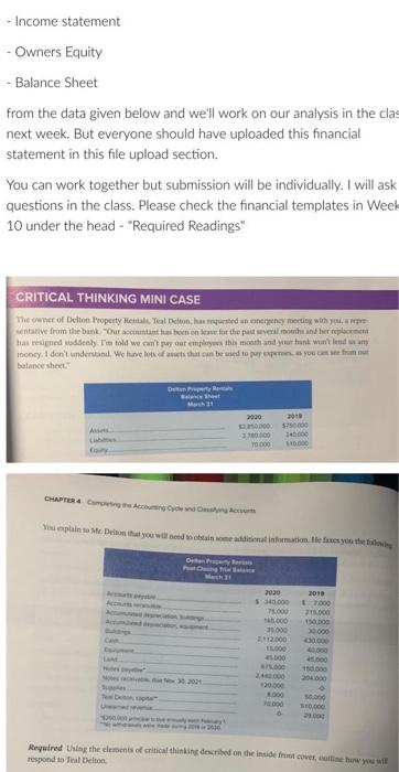 data given below and we'll work on our analysis in the clas