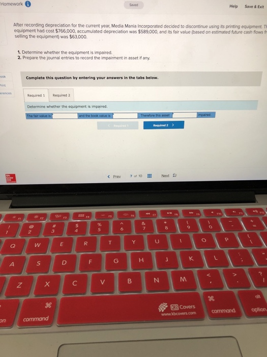  2B. Record the impairment loss Homework Help Save& Exit After recording