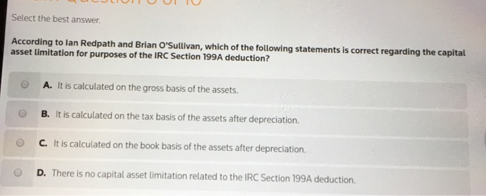  Select the best answer. According to lan Redpath and Brian O'Sullivan,