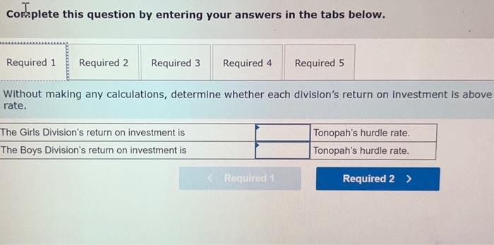 Income, Hurdle Rates [LO 10-4, 10-5] The following is partial information for
