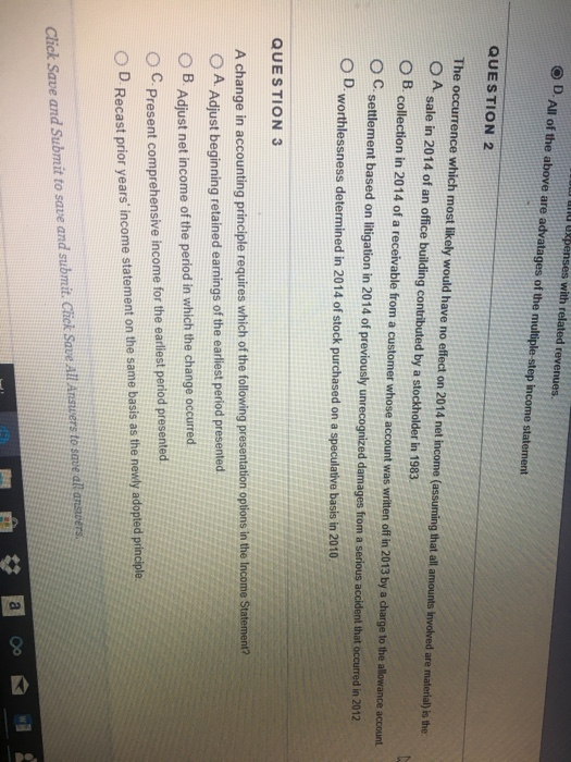  mu QUESTION 2 The occurrence which most likely would have no