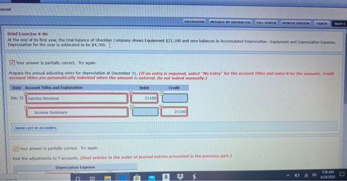  ment CALCULATOR MESSAGE MY INSTRUCTOR FULL SCREEN PRINTER VERSION BACK NEXT