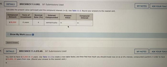 Need help fast with #6 and #7. The 11-2 table used for
