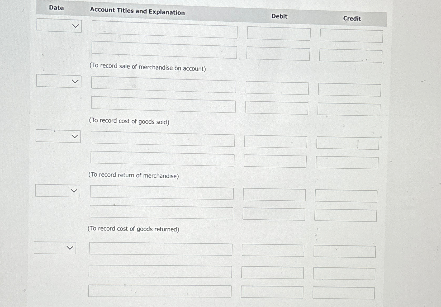  entry is required, select "No Entry" for the account titles and