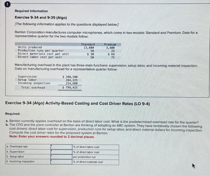  1. 9-34 & 9-35 3. 9-53 Required information Exercise 9-34 and