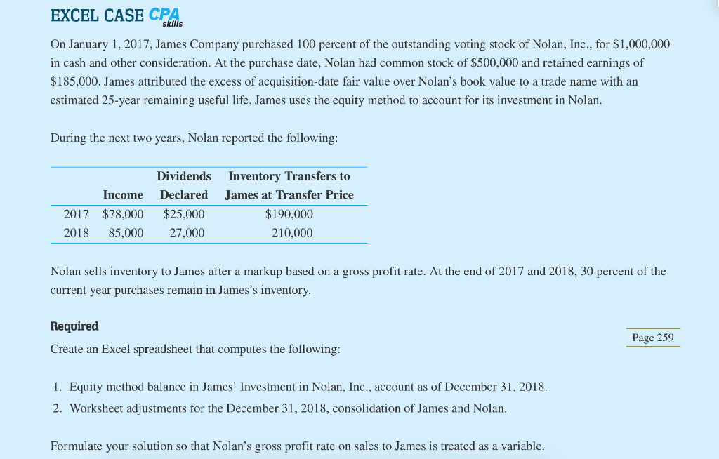Can someone help me solve this problem pleaseee!!!!! EXCEL CASE CPA On