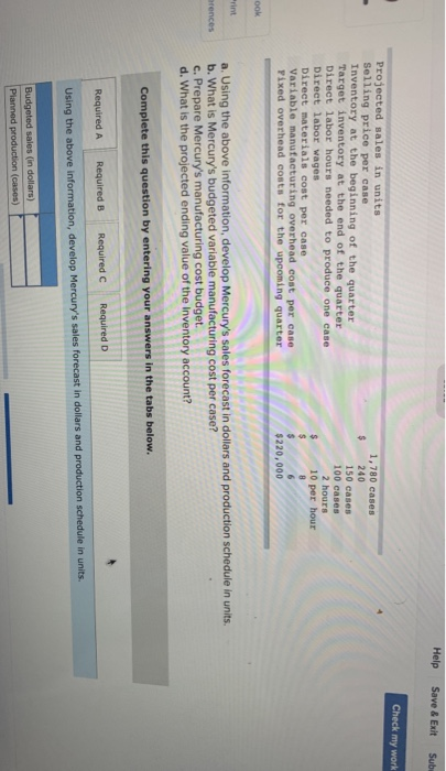  Help Save & Exit Sub Check my work Projected sales in