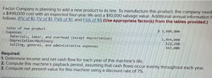 \$1. EV of \$1. PVA of \$1, and FVA of \$1) (Use