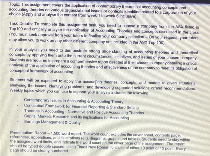 MICHAEL HILL INTERNATIONAL LIMITED Topic: This assignment covers the application of contemporary