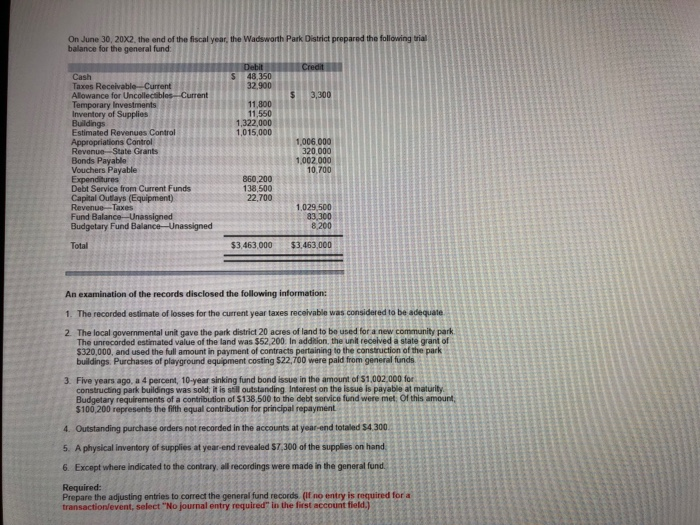  Pls answer 1-8 journal entry. On June 30, 20X2, the end