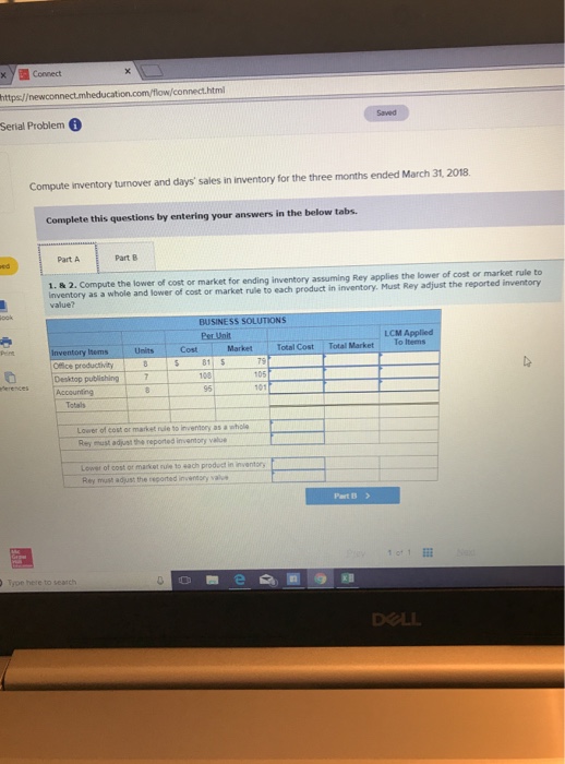 LO P2. A3 Santana Rey of Business Solutions is evaluating her inventory