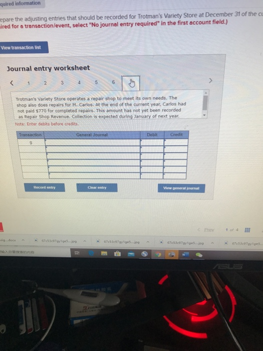 January 6. b. Office supplies on hand at January 1 of the