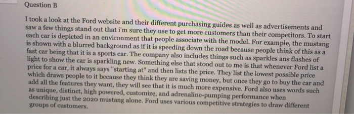 reply with a positive comment Question B I took a look at