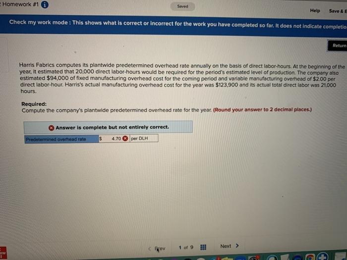  Homework #10 Saved Help Save & E Check my work mode: