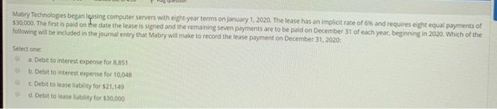  Mabry Technologies began leasing computer servers with eight-year terms on January