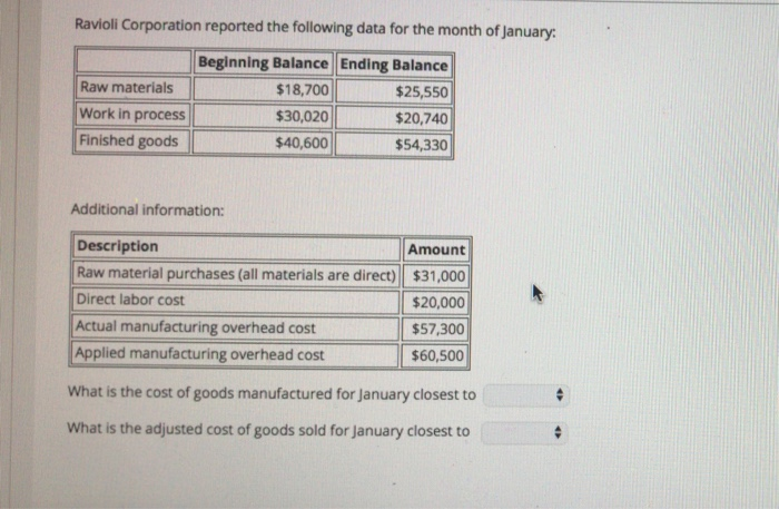 system. Data concerning the first processing department for the most recent month