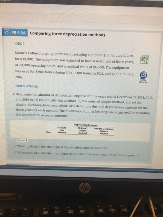  O PR 9-2A Comparing three depreciation methods OBJ. 2 Monte's Coffee