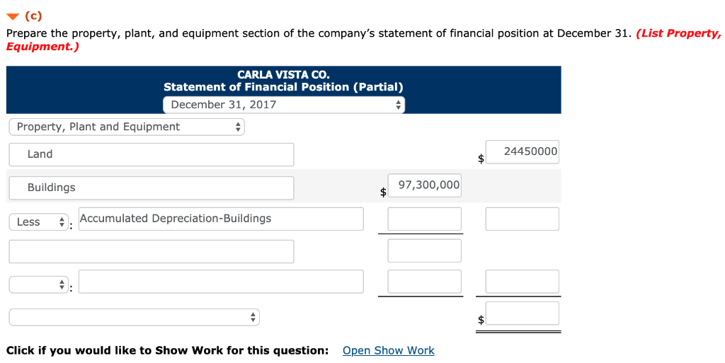 January 1, 2017, Carla Vista Co. reported the following property, plant, and