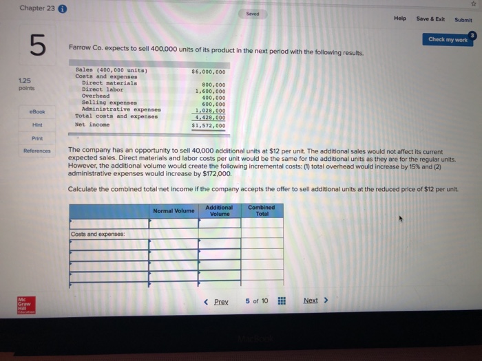  Chapter 23 Help Save & Exit Submit 5 Check my work