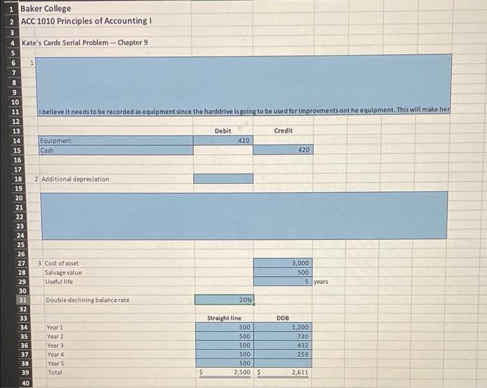 what I have so far to check if correct. SERIAL PROBLEM: KATE'S