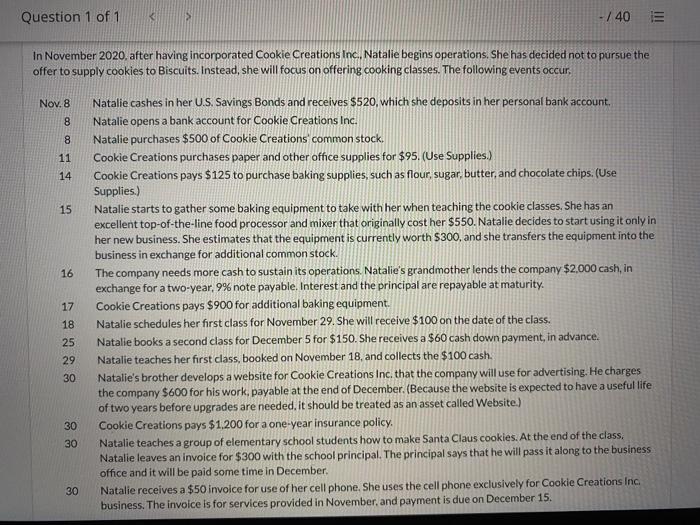  please prepare a journal entry with this format Question 1 of