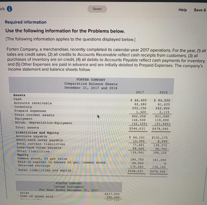  ork Saved Help Save & Required information Use the following information