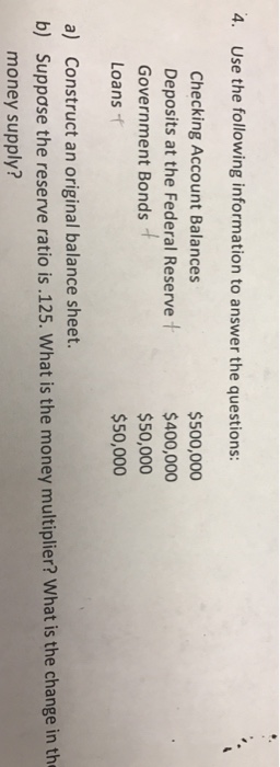  Use the following information to answer the questions: a) Construct an