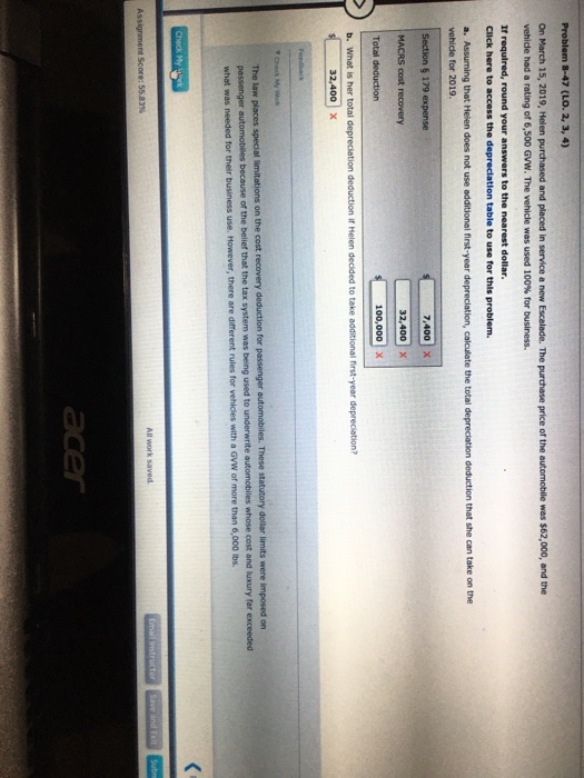  Problem 8-47 (LO. 2, 3, 4) On March 15, 2019, Helen