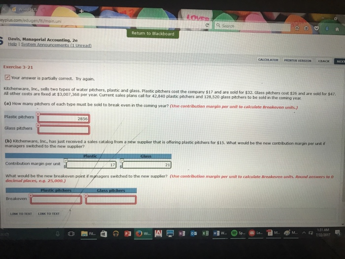  Module 3 Lesson 3 3-21 Kitchenware, Inc., sells two types of