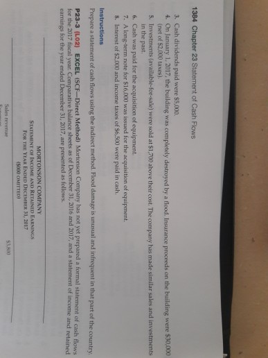 Help with problem 23-2 cash flows statement and calculations. Step by step