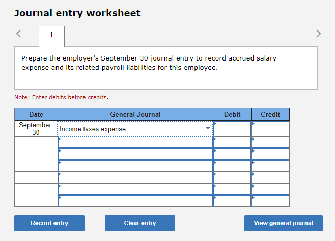  Journal entry worksheet