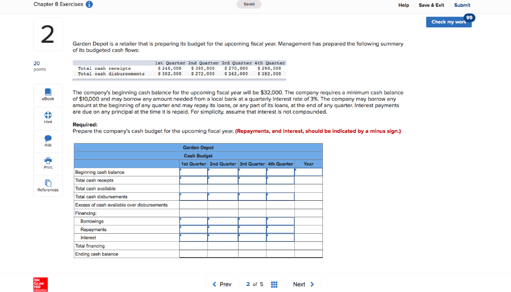  Chapter 8 Exercises Saved Help Save & Exit Submit Check my